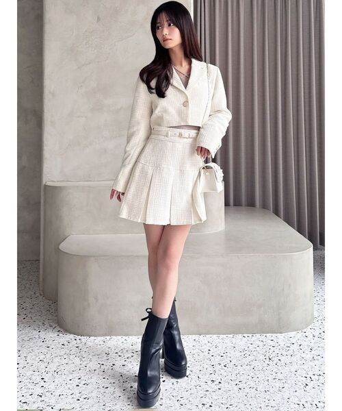 RESEXXY（リゼクシー）の「ツイードクロップドジャケット【セットアップ着用可能】（その他アウター・レディース・ピンク/アイボリー/ブルー・FREE）」の14枚目の写真