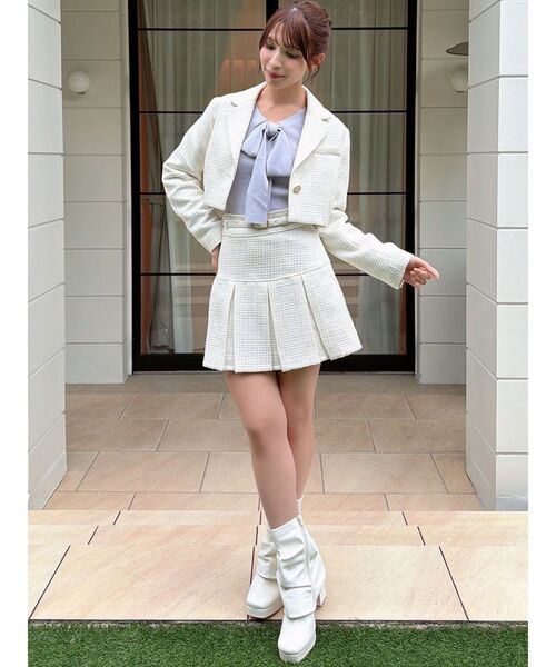 RESEXXY（リゼクシー）の「ツイードクロップドジャケット【セットアップ着用可能】（その他アウター・レディース・ピンク/アイボリー/ブルー・FREE）」の22枚目の写真