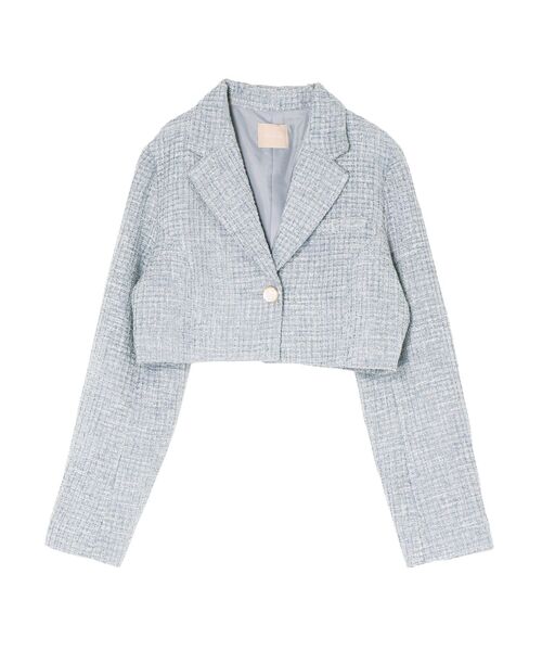 RESEXXY（リゼクシー）の「ツイードクロップドジャケット【セットアップ着用可能】（その他アウター・レディース・ピンク/アイボリー/ブルー・FREE）」の5枚目の写真