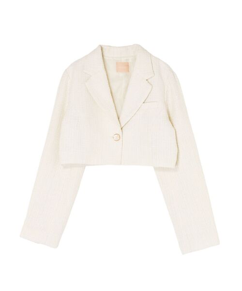 RESEXXY（リゼクシー）の「ツイードクロップドジャケット【セットアップ着用可能】（その他アウター・レディース・ピンク/アイボリー/ブルー・FREE）」の6枚目の写真