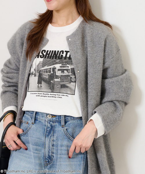 JOURNAL STANDARD relume（ジャーナルスタンダード　レリューム）の「《追加》別注【GOOD ROCK SPEED】LIFE PC フォトT（Tシャツ/カットソー・レディース・チャコールグレー/ホワイト系その他/ホワイト・FREE）」の2枚目の写真