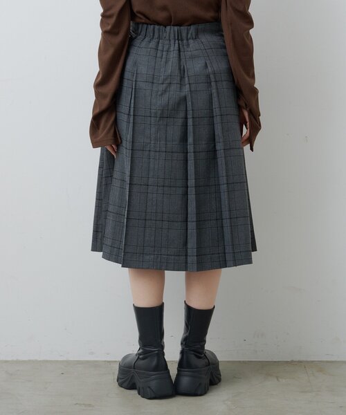 Kastane（カスタネ）の「*【チェック&無地/一部店舗限定】ベルトプリーツミドルスカート（スカート・レディース・グレー/チャコールグレー・FREE）」の15枚目の写真