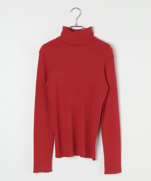 BAYFLOW（ベイフロー）の「[新素材でブラッシュアップ]リブタートルニット（ニット/セーター・レディース・レッド/ブラック/グレイッシュベージュ・MEDIUM/SMALL）」の21枚目の写真