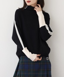 A.N.L ショルダーラインハイネックニット