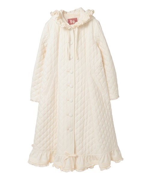 PINK HOUSE フード付きロングコート　ピンクハウス フリルフード付きキルティングロングコート（その他アウター）｜PINK
