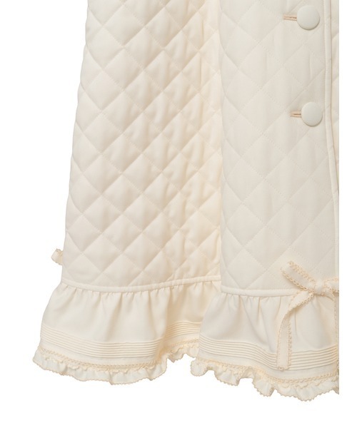 フリルフード付きキルティングロングコート（その他アウター）｜PINK