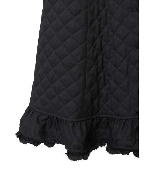 フリルフード付きキルティングロングコート（その他アウター）｜PINK