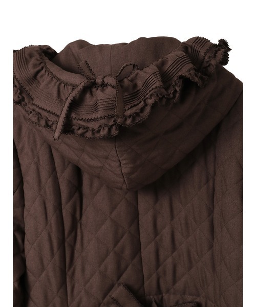 PINK HOUSE 濃紺フードコート フリルフード付きキルティングロングコート（その他アウター）｜PINK