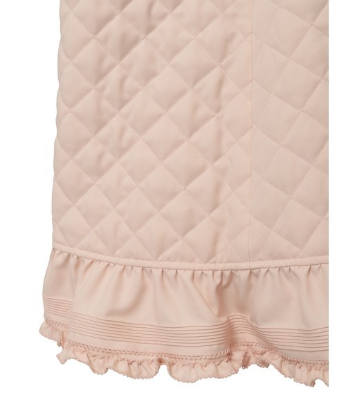 フリルフード付きキルティングロングコート（その他アウター）｜PINK