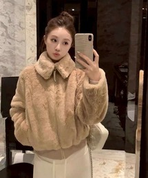 almo（アルモ）の「【LAMPOON】フェイクファーショートブルゾン（ブルゾン・レディース）」