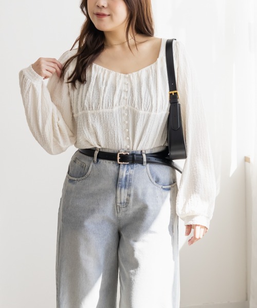 CLETTE(クレット)の「CLETTEオリジナルボタンデザインプルオーバー(Tシャツ/カットソー・レディース・アイボリー/ブラック/ブラウン・LL/3L/4L)」の12枚目の写真