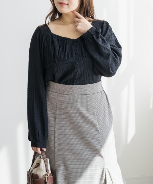 CLETTE(クレット)の「CLETTEオリジナルボタンデザインプルオーバー(Tシャツ/カットソー・レディース・アイボリー/ブラック/ブラウン・LL/3L/4L)」の17枚目の写真