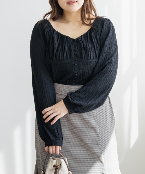 CLETTE(クレット)の「CLETTEオリジナルボタンデザインプルオーバー(Tシャツ/カットソー・レディース・アイボリー/ブラック/ブラウン・LL/3L/4L)」の18枚目の写真