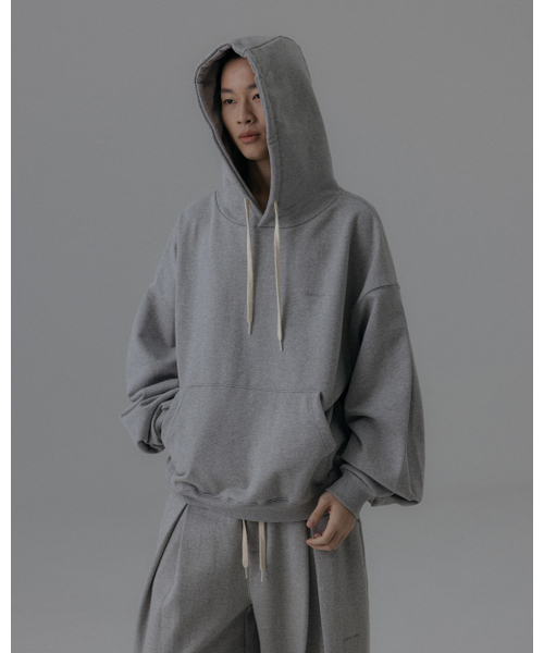 ANGLAN（アングラン）の「Valley Tuck Sweat Balloon Hoodie - Melange Grey（パーカー・メンズ・グレー・FREE/1/2）」の5枚目の写真