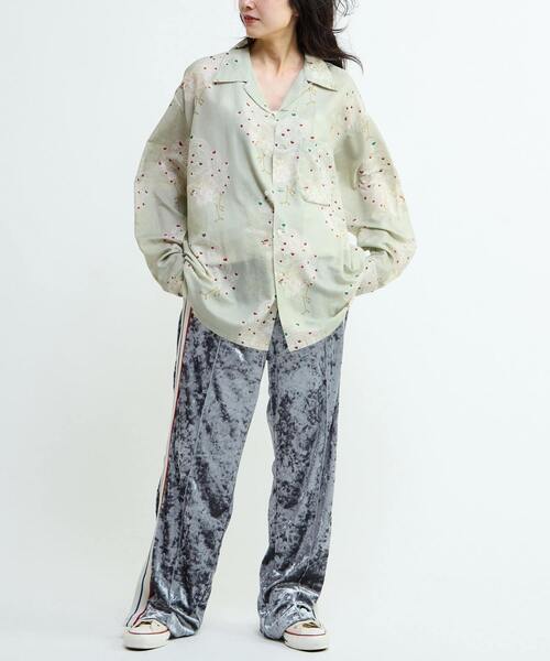 NIPOALOHA(ニポアロハ)の「【NIPOALOHA】"鳳凰-PHOENIX" LONG SLEEVE WOOL SHIRT(シャツ/ブラウス・メンズ・アイボリー/ブルーグリーン・SMALL/MEDIUM)」の4枚目の写真