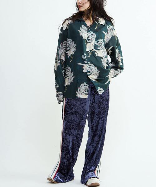 NIPOALOHA(ニポアロハ)の「【NIPOALOHA】"鳳凰-PHOENIX" LONG SLEEVE WOOL SHIRT(シャツ/ブラウス・メンズ・アイボリー/ブルーグリーン・SMALL/MEDIUM)」の9枚目の写真