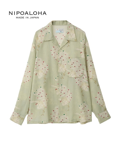 NIPOALOHA(ニポアロハ)の「【NIPOALOHA】"鳳凰-PHOENIX" LONG SLEEVE WOOL SHIRT(シャツ/ブラウス・メンズ・アイボリー/ブルーグリーン・SMALL/MEDIUM)」の21枚目の写真