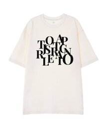 [オーバーサイズ]ビッグロゴ13番手コットンラウンドネック半袖Tシャツ_アイボリー