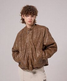 VETEZE（ベテゼ）の「[ビーカンレザー] エイジングバイカージャケット (ブラウン)（ライダースジャケット）」