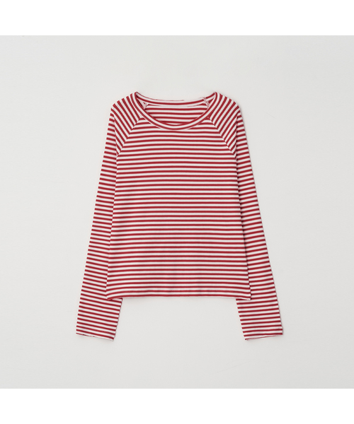 RMRN(アルエームアルエヌ)の「COZY STRIPE T-SHIRT(Tシャツ/カットソー・レディース・レッド/ブラック・1/2)」の2枚目の写真
