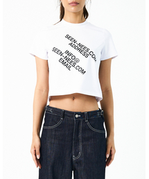 Contact Crop T-SHIRTS(White)