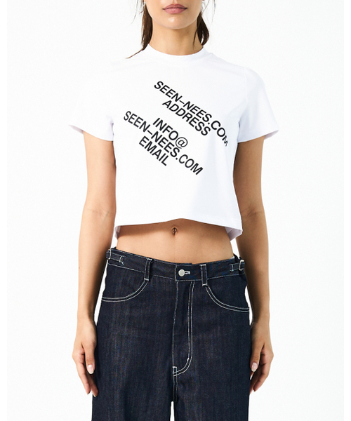 SEEN(シーン)の「Contact Crop T-SHIRTS(White)(Tシャツ/カットソー・レディース・その他・SMALL/MEDIUM)」の1枚目の写真