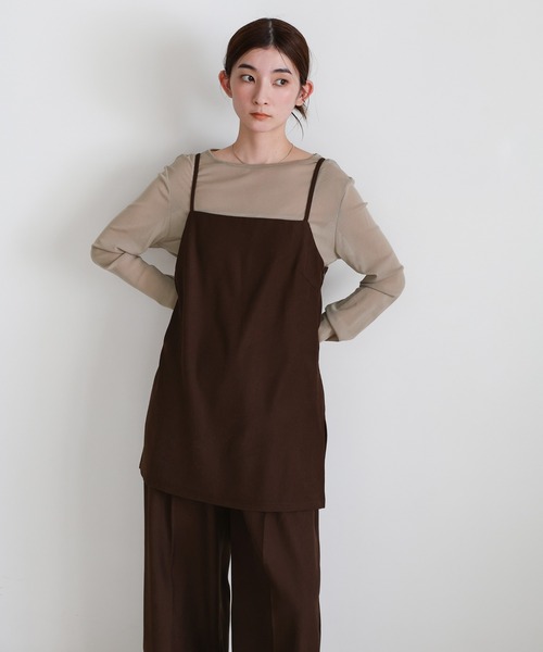 select MOCA(セレクトモカ)の「サイドスリットチュニックキャミソール(キャミソール・レディース・ベージュ/ブラウン/ブラック・FREE)」の4枚目の写真