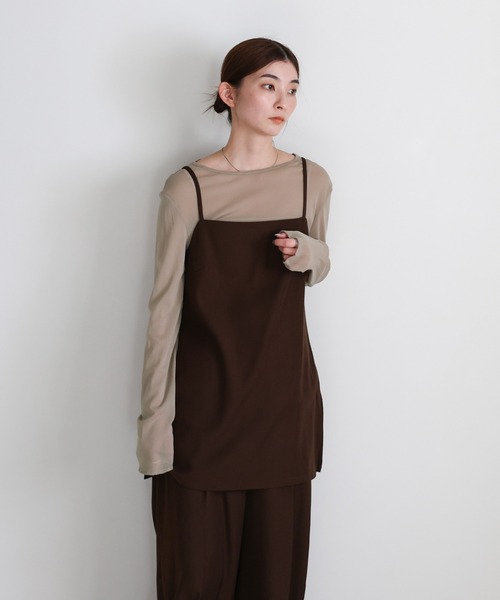 select MOCA(セレクトモカ)の「サイドスリットチュニックキャミソール(キャミソール・レディース・ベージュ/ブラウン/ブラック・FREE)」の8枚目の写真