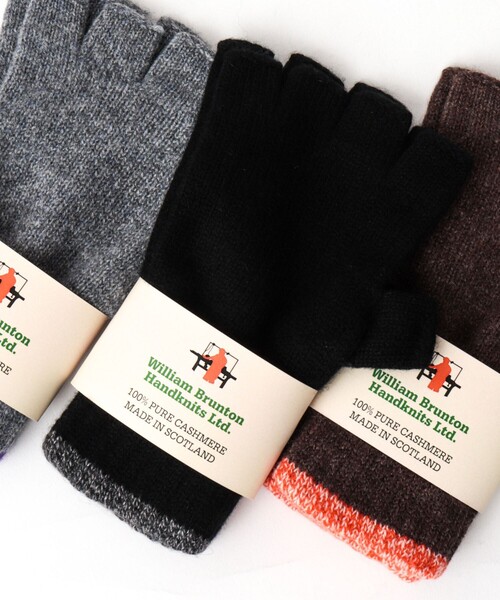 WILLIAM BRUNTON(ウィリアムブラントン)の「【William Brunton/ウィリアム・ブラントン】別注カシミヤフィンガーレスグローブ(手袋・メンズ・グレー/ブラック/ネイビー/ブラウン・FREE)」の2枚目の写真