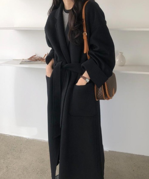 semplice(センプリチェ)の「ロングコート(その他アウター・レディース・キャメル/ブラック・F)」の1枚目の写真