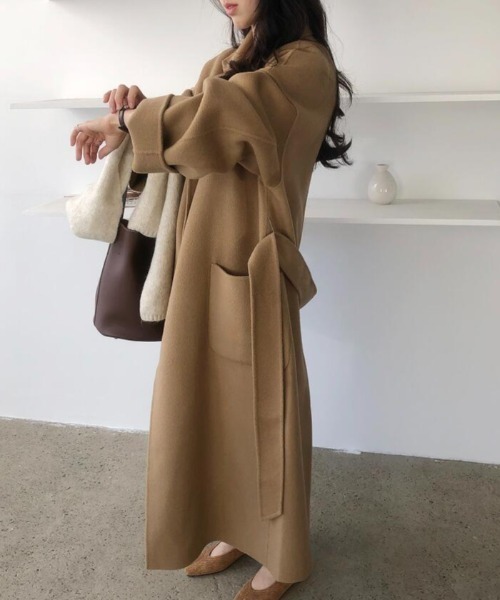semplice(センプリチェ)の「ロングコート(その他アウター・レディース・キャメル/ブラック・F)」の6枚目の写真