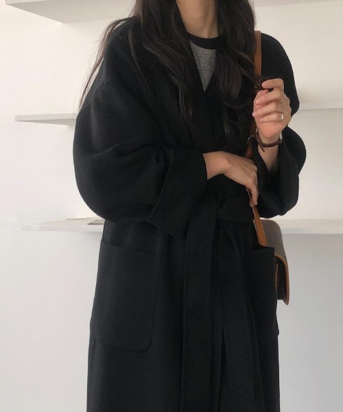 semplice(センプリチェ)の「ロングコート(その他アウター・レディース・キャメル/ブラック・F)」の12枚目の写真