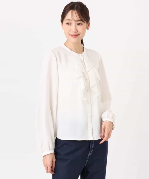 MK MICHEL KLEIN(エムケーミッシェルクラン)の「ラッフルフリルブラウス/洗える(シャツ/ブラウス・レディース・ライトブルー/アイボリー・38)」の20枚目の写真