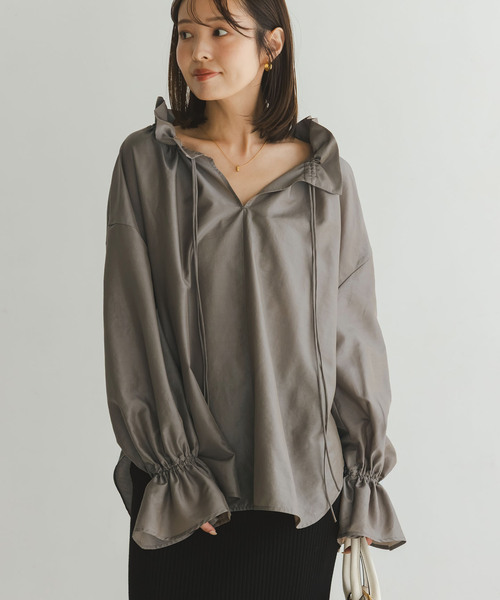 2WAYストリングスラッフルロングスリーブブラウス（シャツ/ブラウス