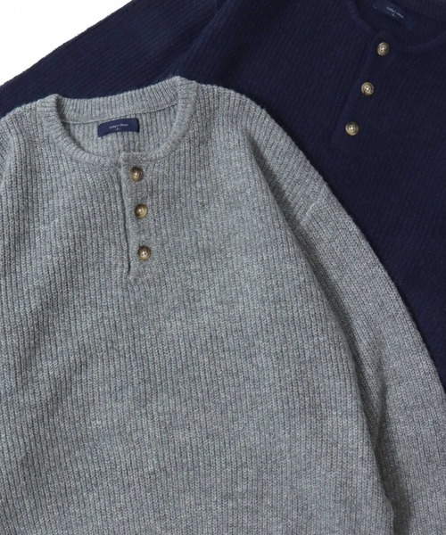 SITRY（シトリー）の「Rib Knitting Henry Neck Knit Pullover/オーバーサイズ 片畦編み ヘンリーネック ニット セーター（ニット/セーター・メンズ・グレー/ブラック/ネイビー/ワイン・M/L）」の2枚目の写真