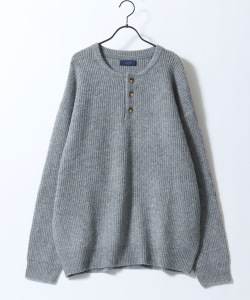 SITRY（シトリー）の「Rib Knitting Henry Neck Knit Pullover/オーバーサイズ 片畦編み ヘンリーネック ニット セーター（ニット/セーター・メンズ・グレー/ブラック/ネイビー/ワイン・M/L）」の5枚目の写真