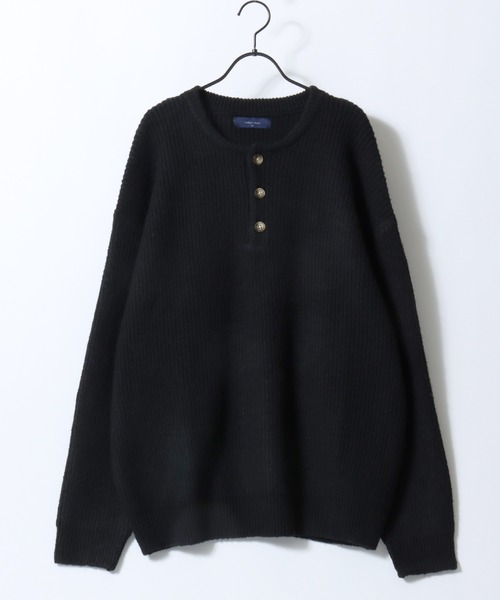 SITRY（シトリー）の「Rib Knitting Henry Neck Knit Pullover/オーバーサイズ 片畦編み ヘンリーネック ニット セーター（ニット/セーター・メンズ・グレー/ブラック/ネイビー/ワイン・M/L）」の6枚目の写真