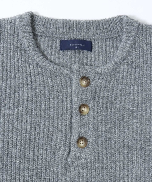 SITRY（シトリー）の「Rib Knitting Henry Neck Knit Pullover/オーバーサイズ 片畦編み ヘンリーネック ニット セーター（ニット/セーター・メンズ・グレー/ブラック/ネイビー/ワイン・M/L）」の10枚目の写真