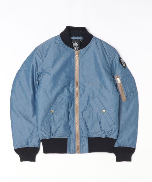 HOUSTON（ヒューストン）の「【T15】【HOUSTON GOLD/ヒューストン ゴールド】MA-1 JACKET（MA-1・メンズ・ブラック/インディゴブルー・LARGE/MEDIUM/SMALL/X-LARGE）」の2枚目の写真