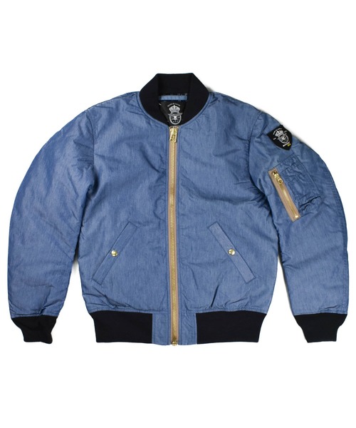 HOUSTON（ヒューストン）の「【T15】【HOUSTON GOLD/ヒューストン ゴールド】MA-1 JACKET（MA-1・メンズ・ブラック/インディゴブルー・LARGE/MEDIUM/SMALL/X-LARGE）」の4枚目の写真