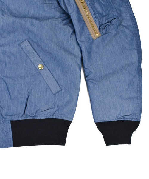 HOUSTON（ヒューストン）の「【T15】【HOUSTON GOLD/ヒューストン ゴールド】MA-1 JACKET（MA-1・メンズ・ブラック/インディゴブルー・LARGE/MEDIUM/SMALL/X-LARGE）」の7枚目の写真