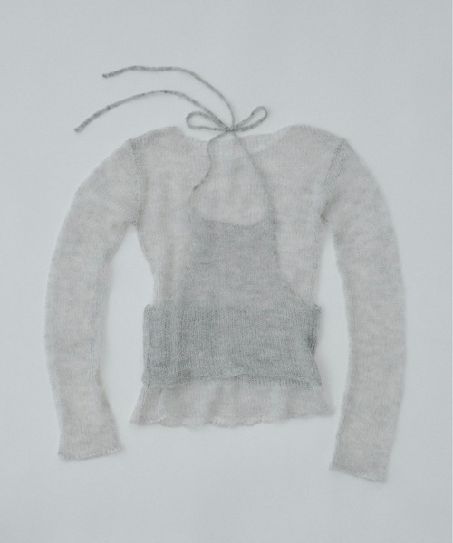 【OHGA】 SHEER KNIT シアーニット　アイボリー 2024AW airy sheer knit / シアーニット（ニット/セーター）｜FEKETE