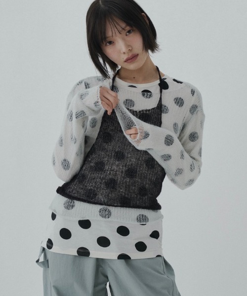 FEKETE(フェケテ)の「airy sheer knit / シアーニット(ニット/セーター・レディース・ネイビー/ミント/グレー・FREE)」の2枚目の写真