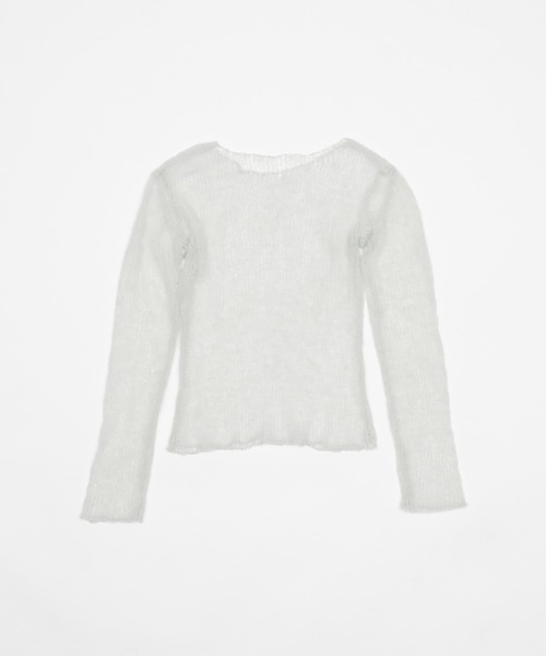 【OHGA】 SHEER KNIT シアーニット　アイボリー 2024AW airy sheer knit / シアーニット（ニット/セーター）｜FEKETE