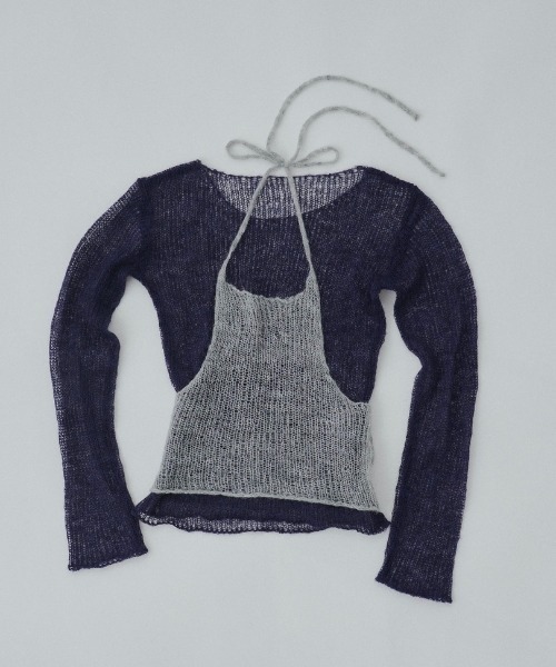FEKETE(フェケテ)の「airy sheer knit / シアーニット(ニット/セーター・レディース・ネイビー/ミント/グレー・FREE)」の5枚目の写真