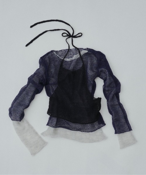 FEKETE(フェケテ)の「airy sheer knit / シアーニット(ニット/セーター・レディース・ネイビー/ミント/グレー・FREE)」の6枚目の写真