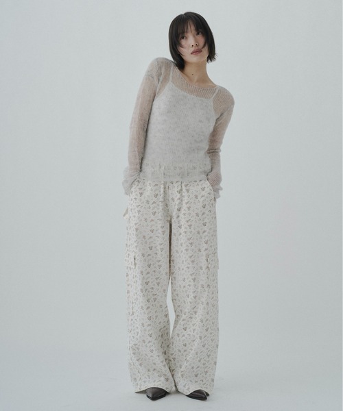 【OHGA】 SHEER KNIT シアーニット　アイボリー 2024AW airy sheer knit / シアーニット（ニット/セーター）｜FEKETE