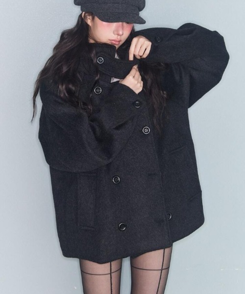 semplice（センプリチェ）の「ショートコート（その他アウター・レディース・ブラック/グレー・F）」の6枚目の写真
