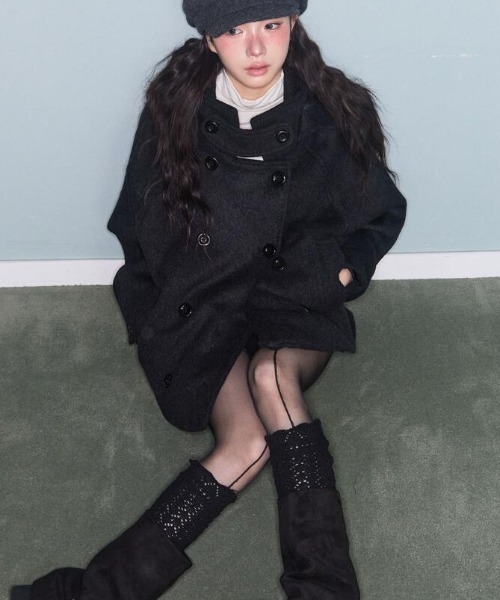 semplice（センプリチェ）の「ショートコート（その他アウター・レディース・ブラック/グレー・F）」の7枚目の写真