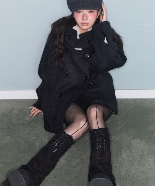 semplice（センプリチェ）の「ショートコート（その他アウター・レディース・ブラック/グレー・F）」の9枚目の写真